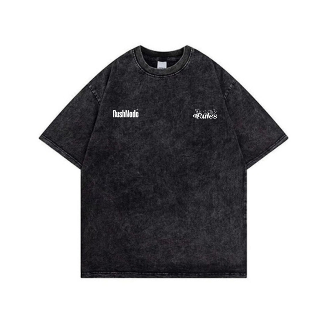 “Hustle With Heart” Black Oversized Acid Wash T-shirt