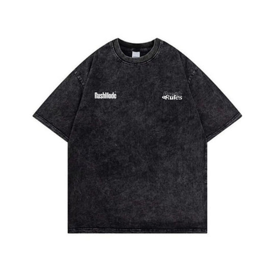 “Hustle With Heart” Black Oversized Acid Wash T-shirt