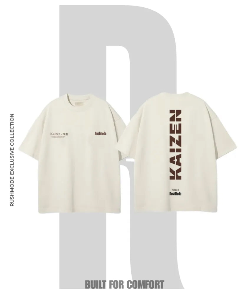“Kaizen” Beige Oversized T-shirt