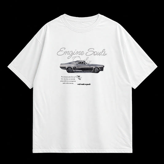 “Engine Souls Only” Light beige Oversized T-shirt