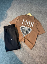 Brown Tshirt+ Black Sweatpant