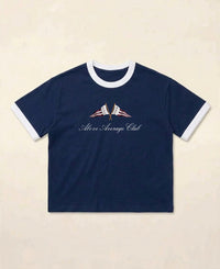 Navy & White Ringer tee