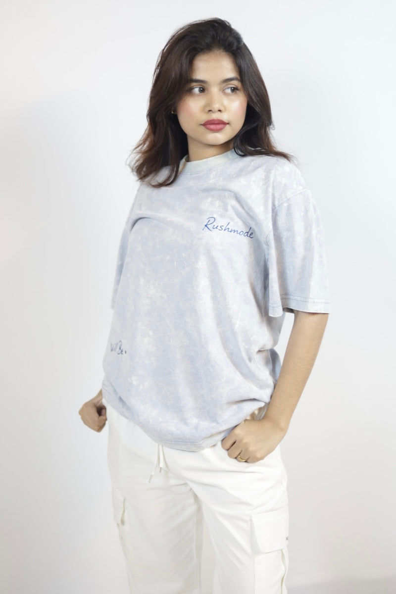“What’s meant to be” Sky Acid Wash Oversized T-shirt