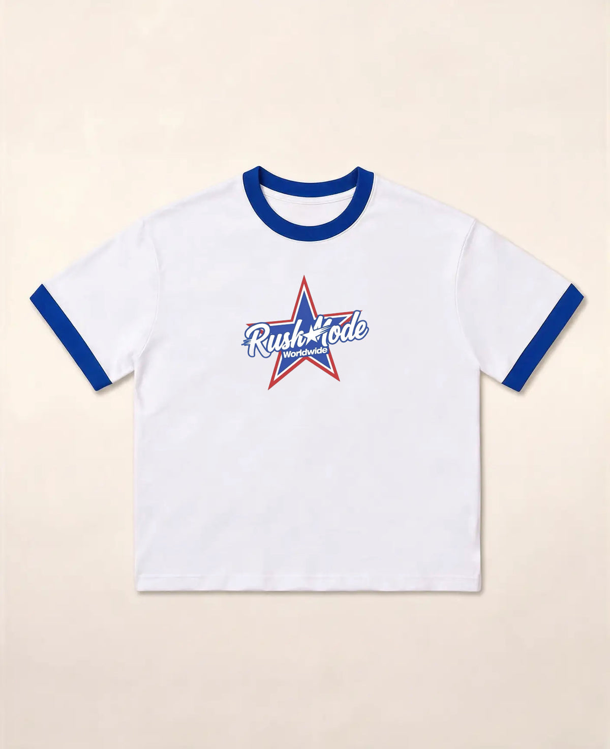 White & blue Ringer tee