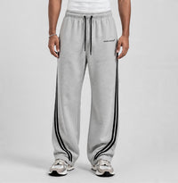 Curved Stripe Silver Sweatpant