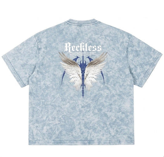 “Reckless” Sky Oversized Acid Washed T-shirt