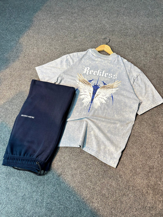 Sky Acid Tshirt + Navy blue Sweatpant