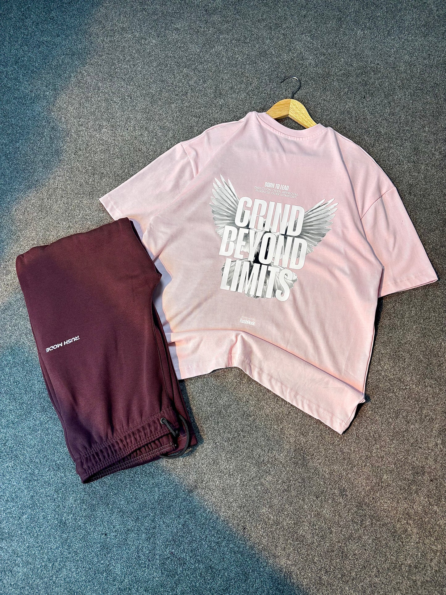 Pink Tshirt + Maroon Sweatpant