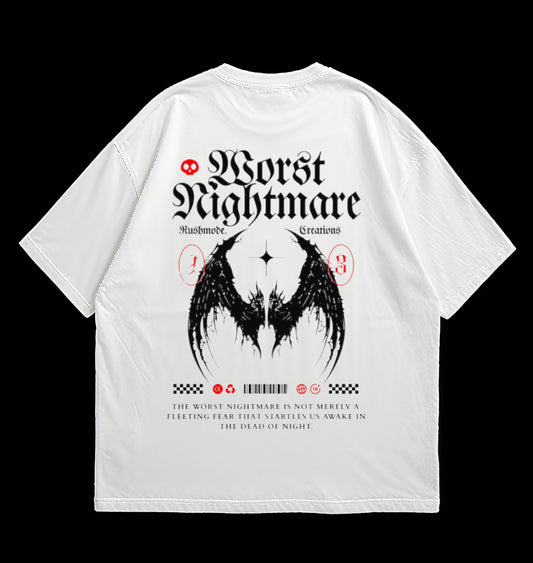 “Worst Nightmare” Light beige Oversized T-shirt
