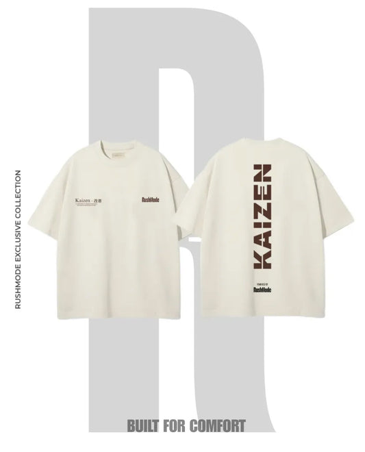 “Kaizen” Beige Oversized T-shirt