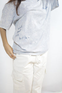 “What’s meant to be” Sky Acid Wash Oversized T-shirt