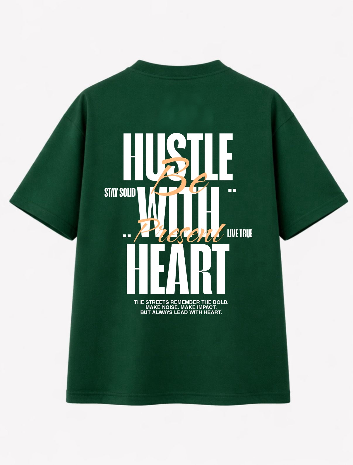 “Hustle With Heart” Green Oversized T-shirt