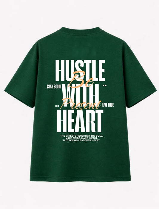 “Hustle With Heart” Green Oversized T-shirt