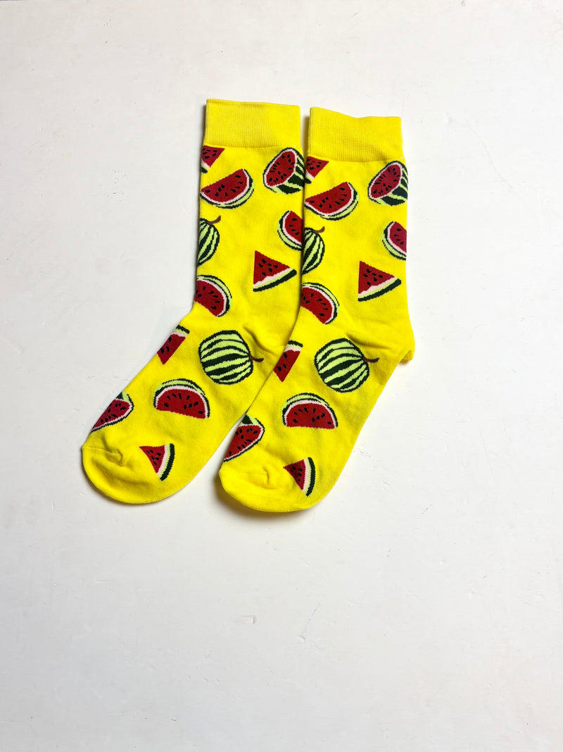 Vibrant Watermelon Pattern Yellow Socks