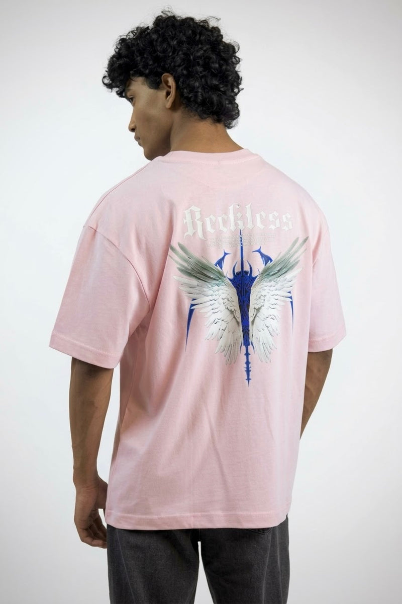 “Reckless” Pale pink Oversized T-shirt