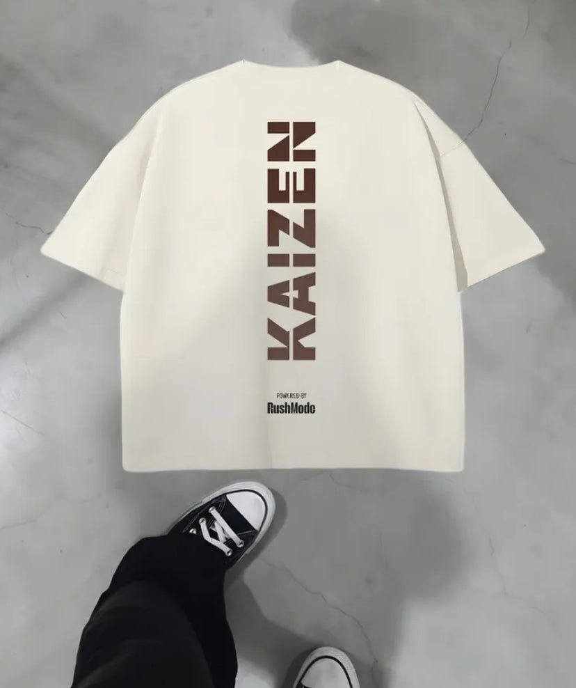“Kaizen” Beige Oversized T-shirt