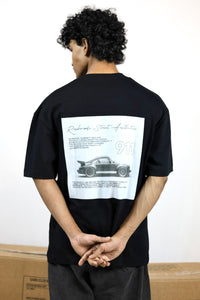 “911” Black Oversized T-shirt