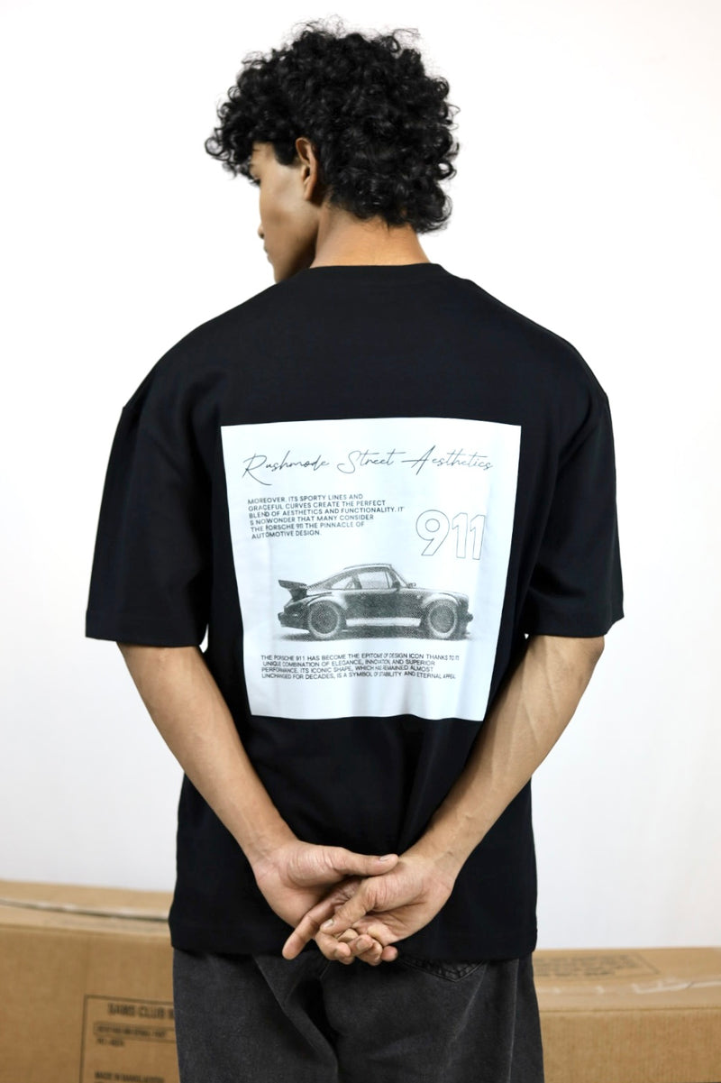 “911” Black Oversized T-shirt