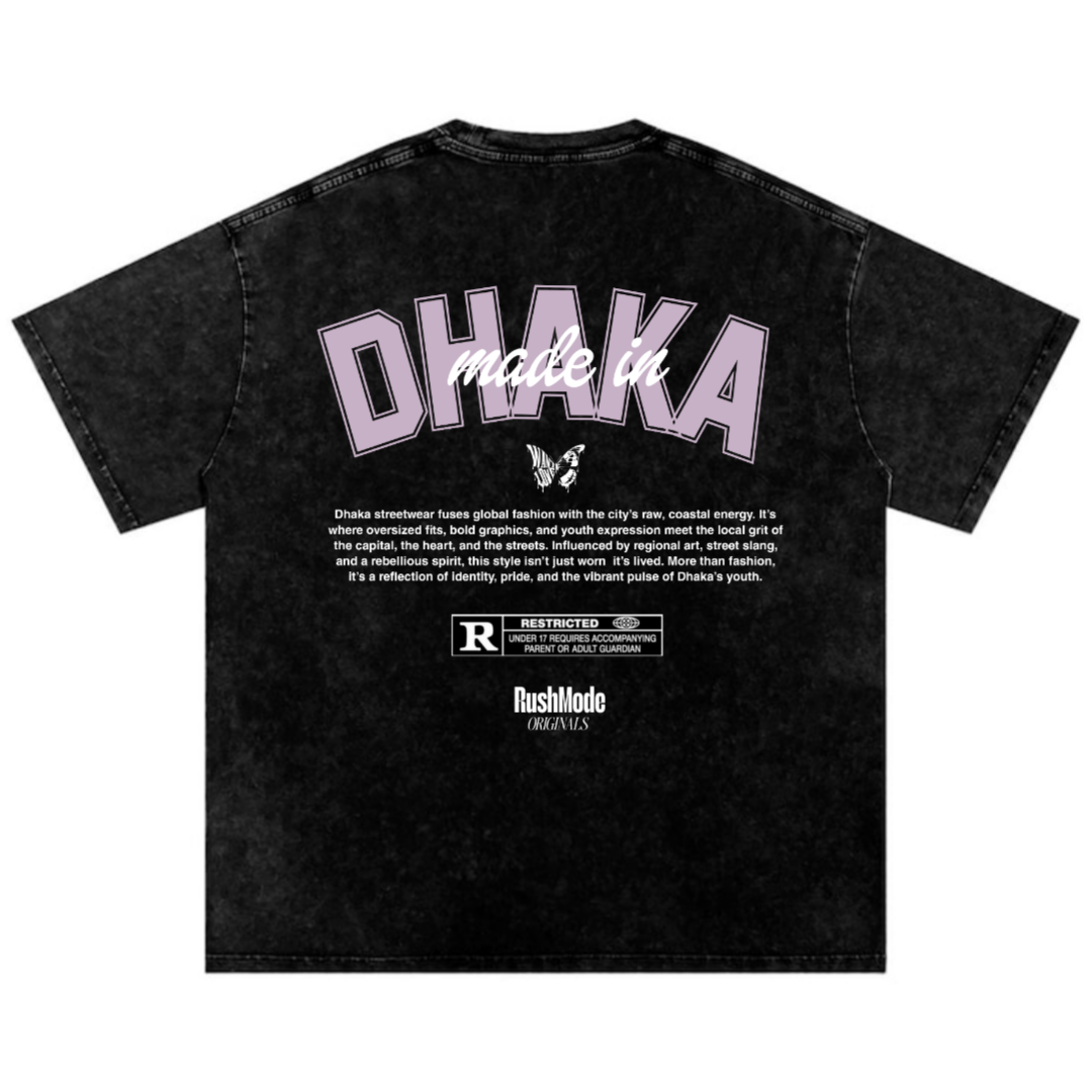 “Made in Dhaka” Black Oversized Acid Wash T-shirt