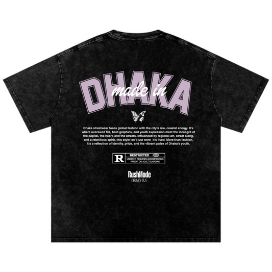 “Made in Dhaka” Black Oversized Acid Wash T-shirt