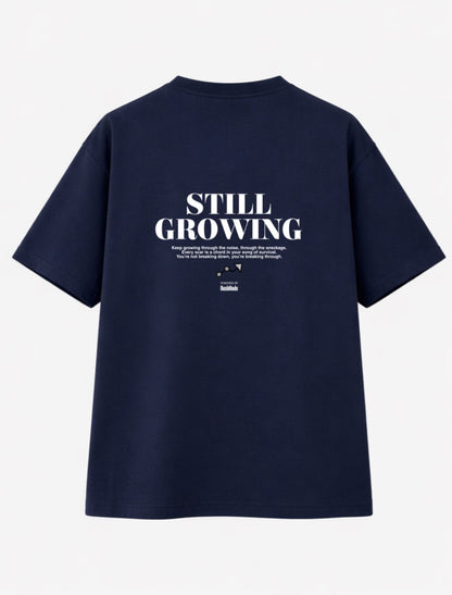 “Still Growing” Navy blue Oversized T-shirt
