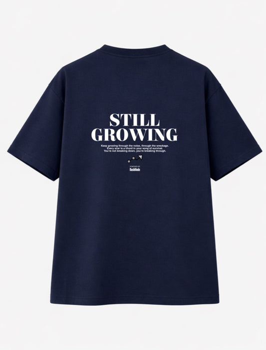 “Still Growing” Navy blue Oversized T-shirt