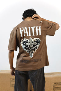 “FAITH” Brown Oversized T-shirt