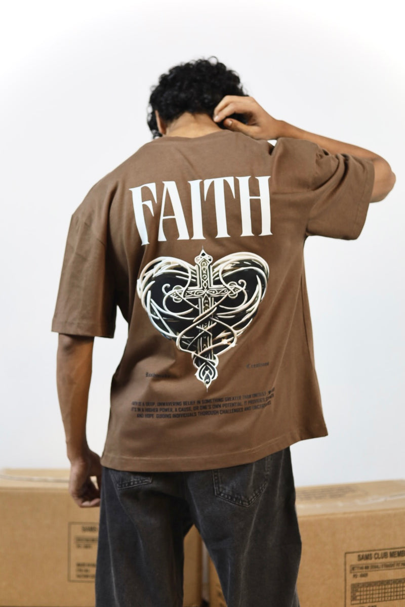 “FAITH” Brown Oversized T-shirt