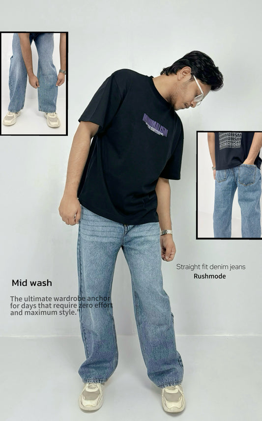 “Mid washed” Straight Fit jeans