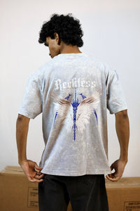 “Reckless” Sky Oversized Acid Washed T-shirt