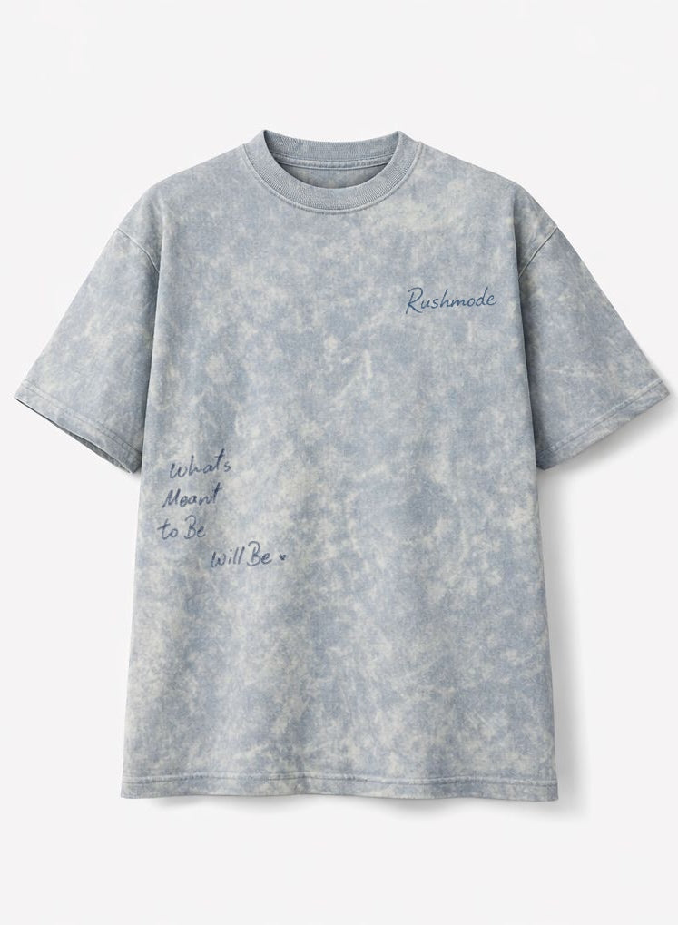 “What’s meant to be” Sky Acid Wash Oversized T-shirt