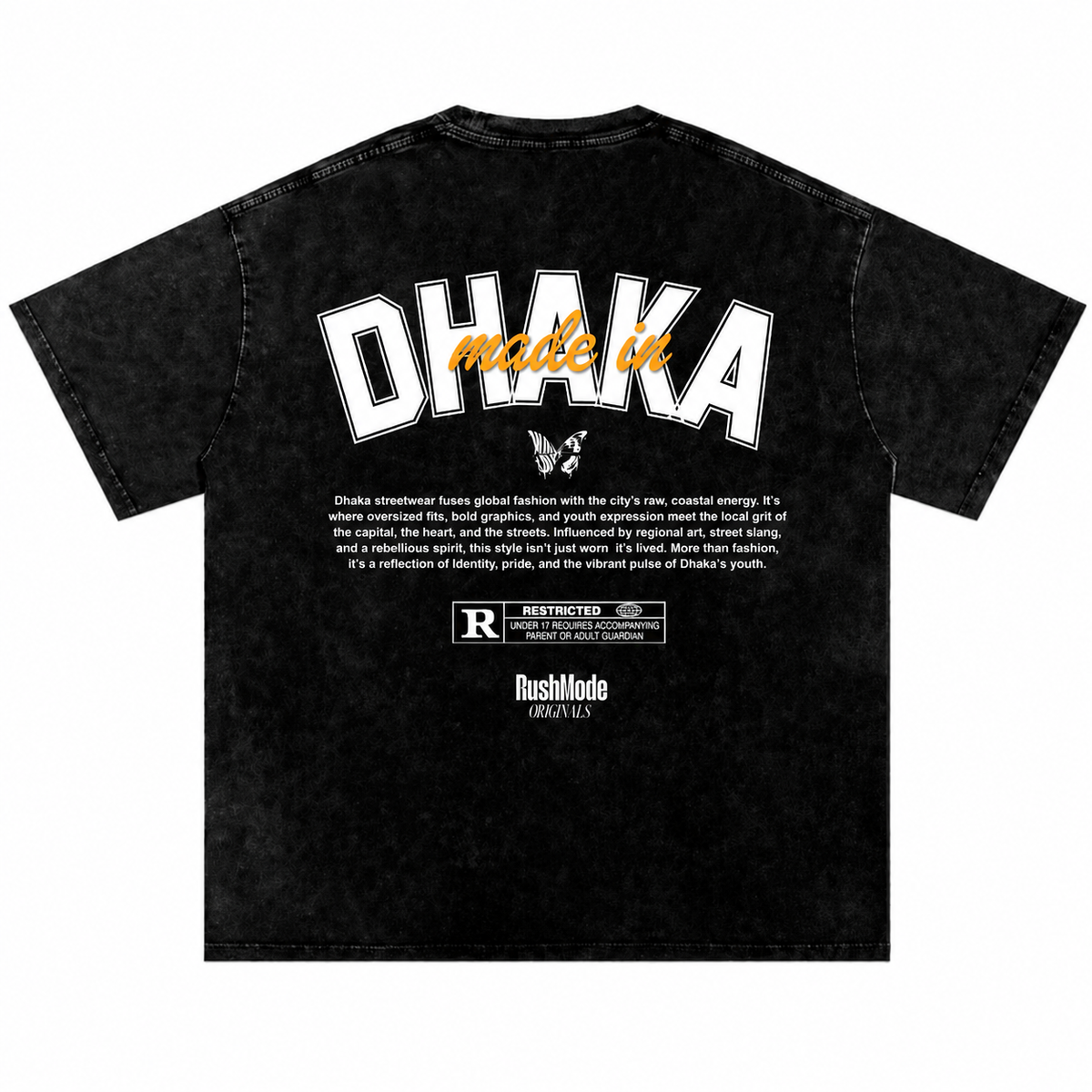 “Made in Dhaka” Black Oversized Acid Wash T-shirt