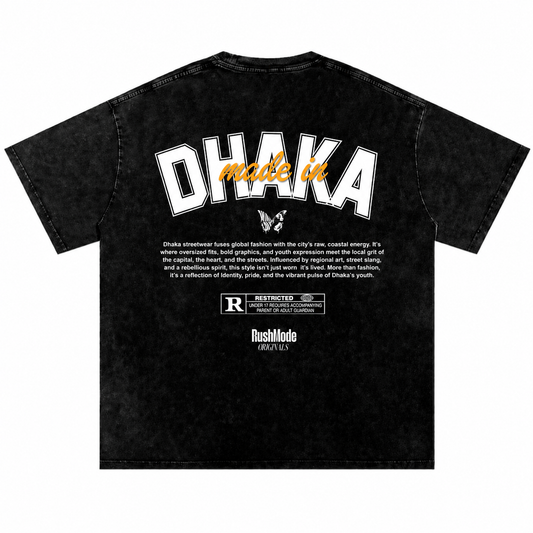 “Made in Dhaka” Black Oversized Acid Wash T-shirt