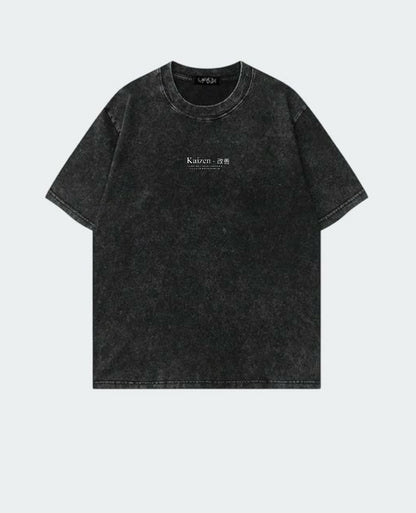 “Kaizen” Black Acid Wash Oversized T-shirt