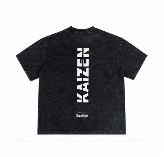 “Kaizen” Black Acid Wash Oversized T-shirt