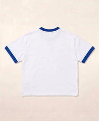White & blue Ringer tee