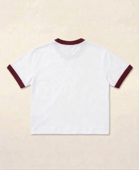 White & Maroon Ringer tee