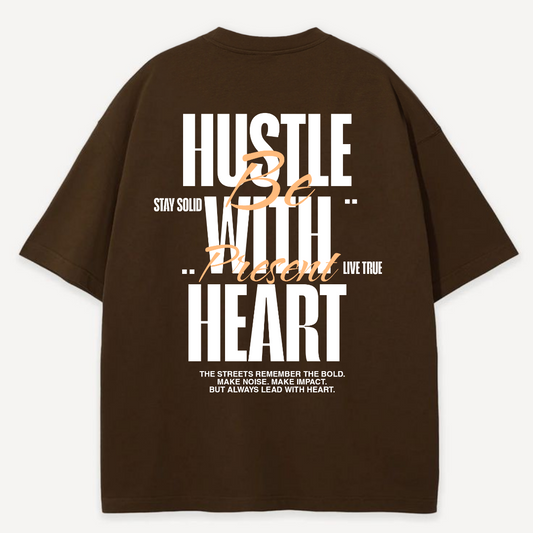 “Hustle With Heart” Brown Oversized T-shirt