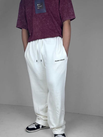 White- Straight Fit Sweatpant