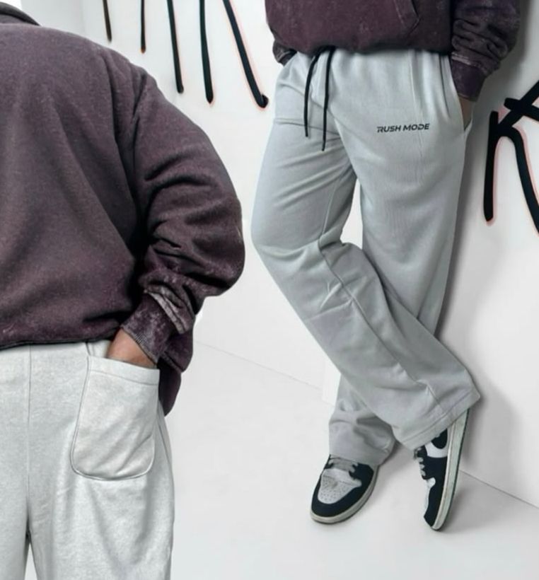 Silver White- Straight Fit Sweatpant